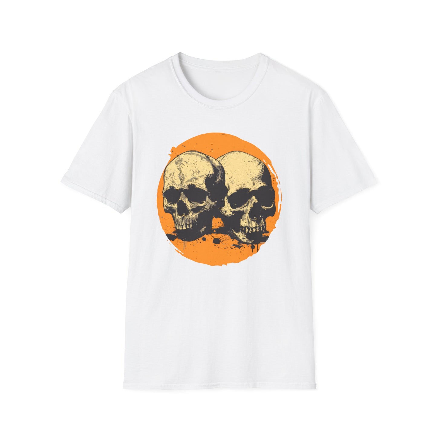 Skulls on Orange - Unisex Softstyle T-Shirt