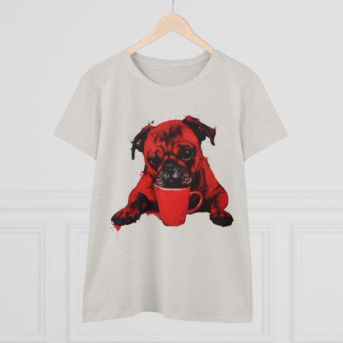 Dog Likes Coffee - Women's Midweight Cotton Tee