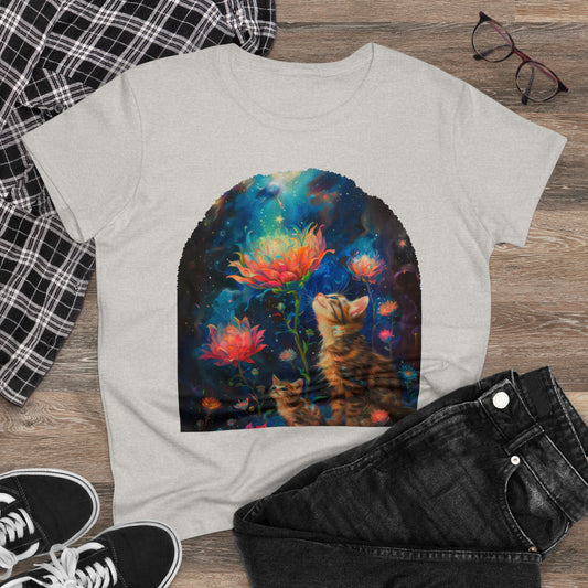 Cats and Flowers - Women's Midweight Cotton Tee