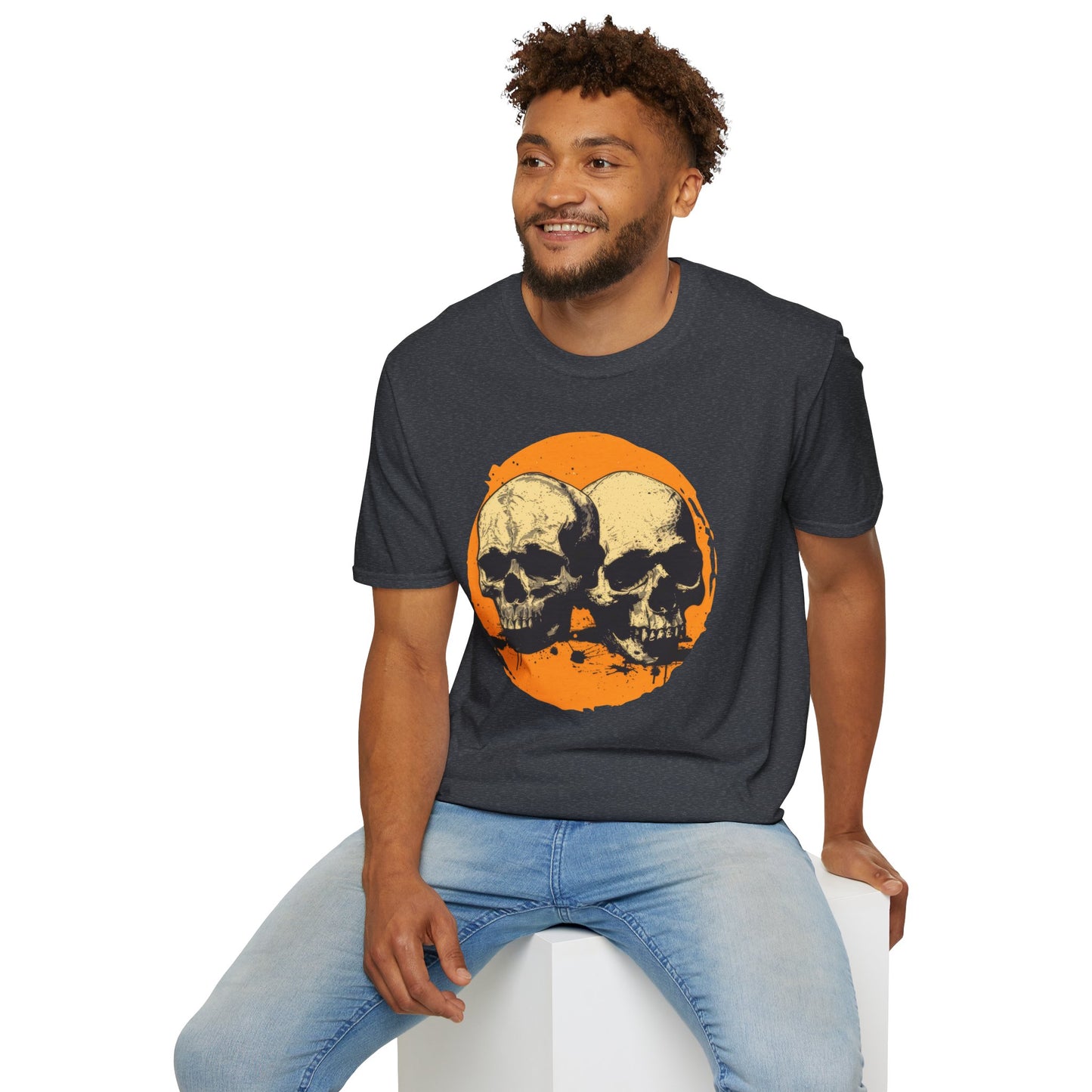 Skulls on Orange - Unisex Softstyle T-Shirt