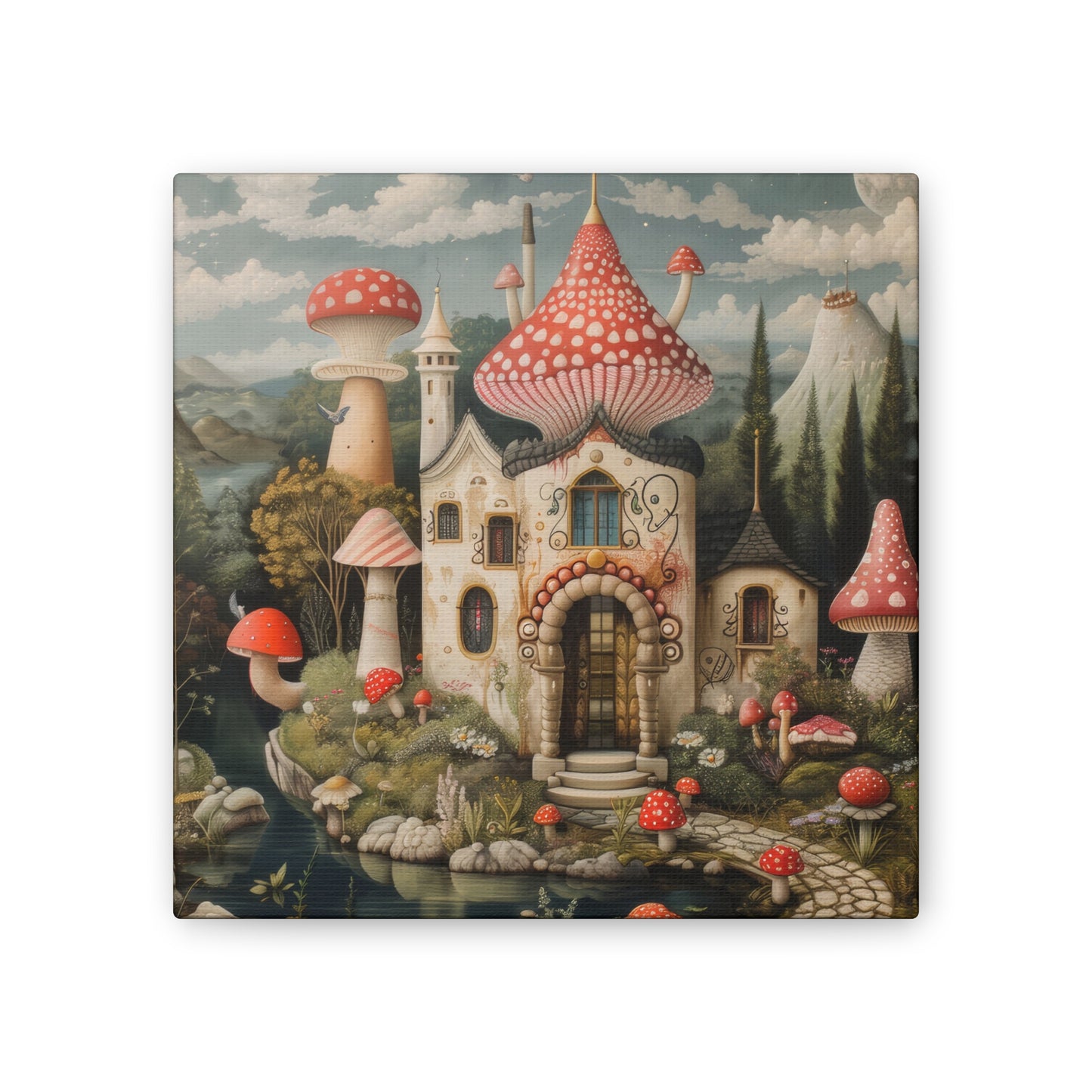 Mushroom House - Canvas Stretched, 0.75"