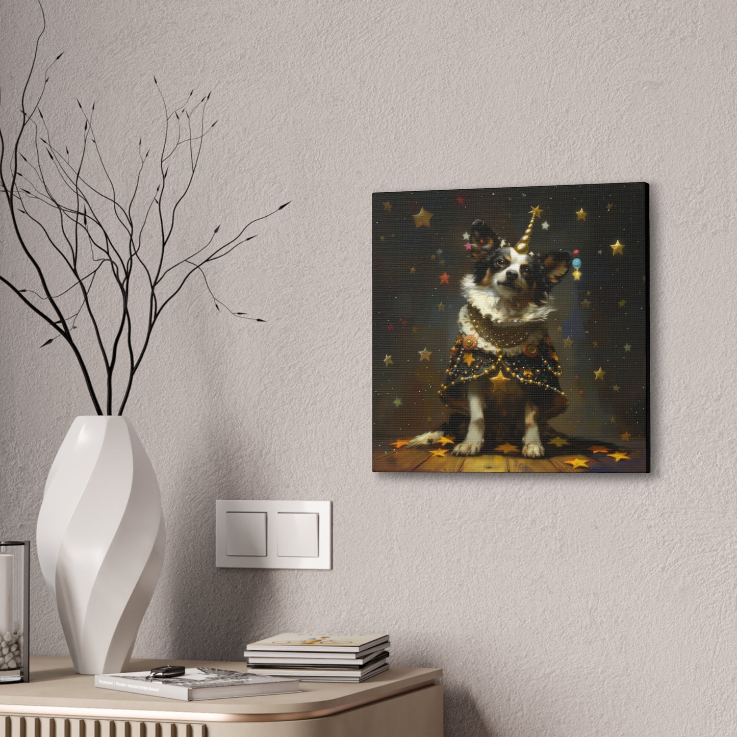 Star Dog Celebration - Canvas Stretched, 0.75"