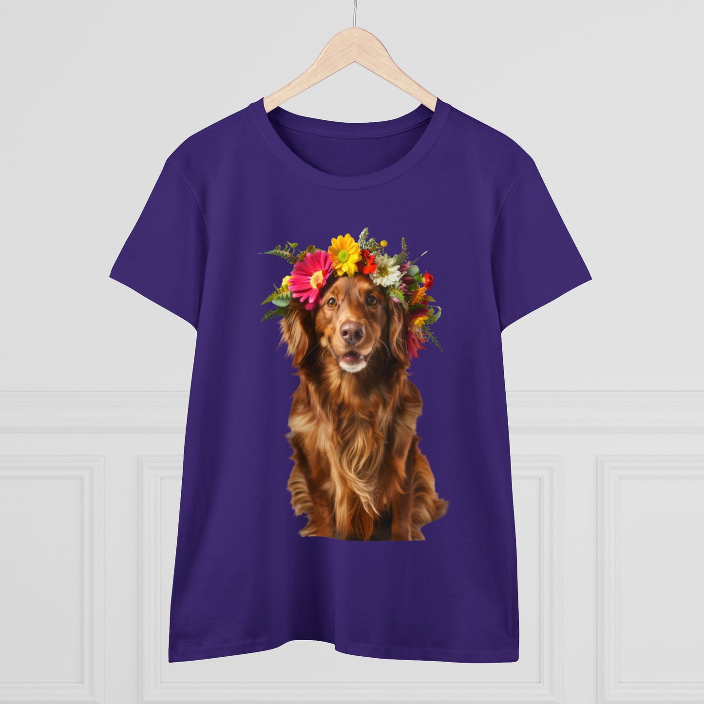 Dog's Flower Crown - Women's Midweight Cotton Tee