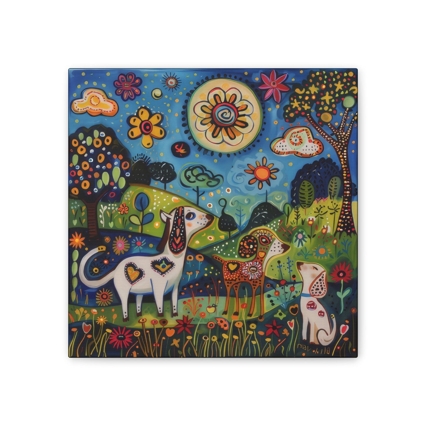 Spring Dogs - Canvas Stretched, 0.75"