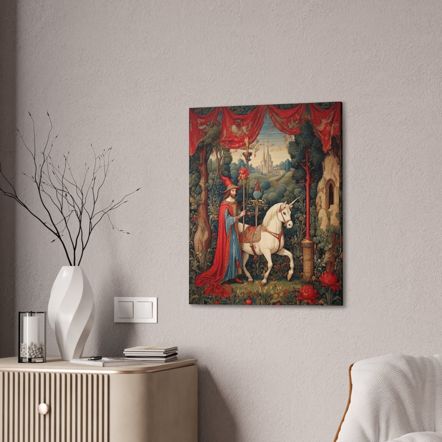 Mage and the Unicorn Tapestry - Canvas Stretched, 0.75"