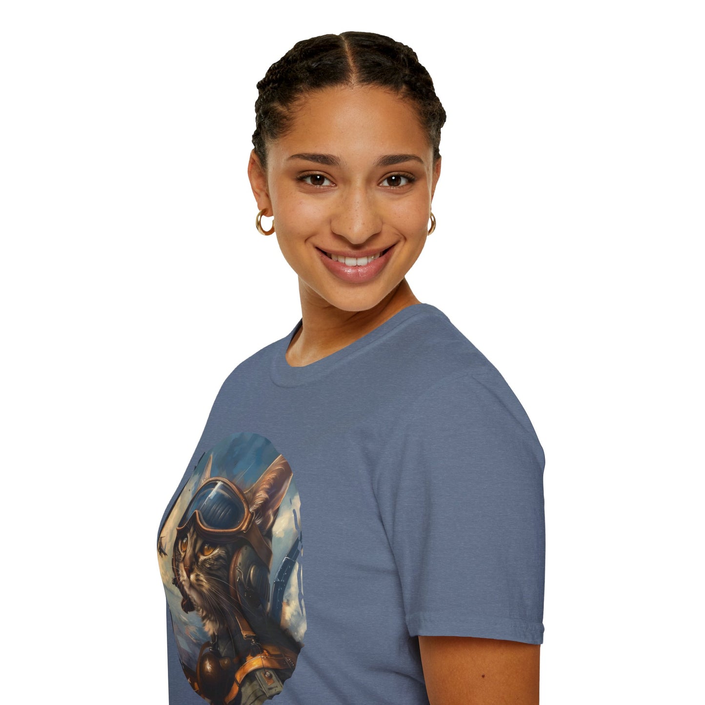 Cat Fighter Pilot - Unisex Softstyle T-Shirt