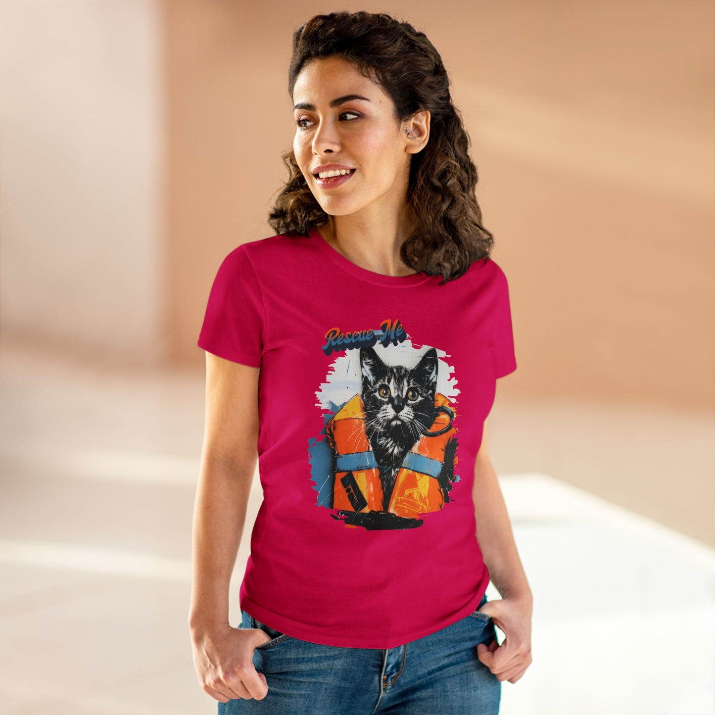 Rescue Cat - Women's Midweight Cotton Tee