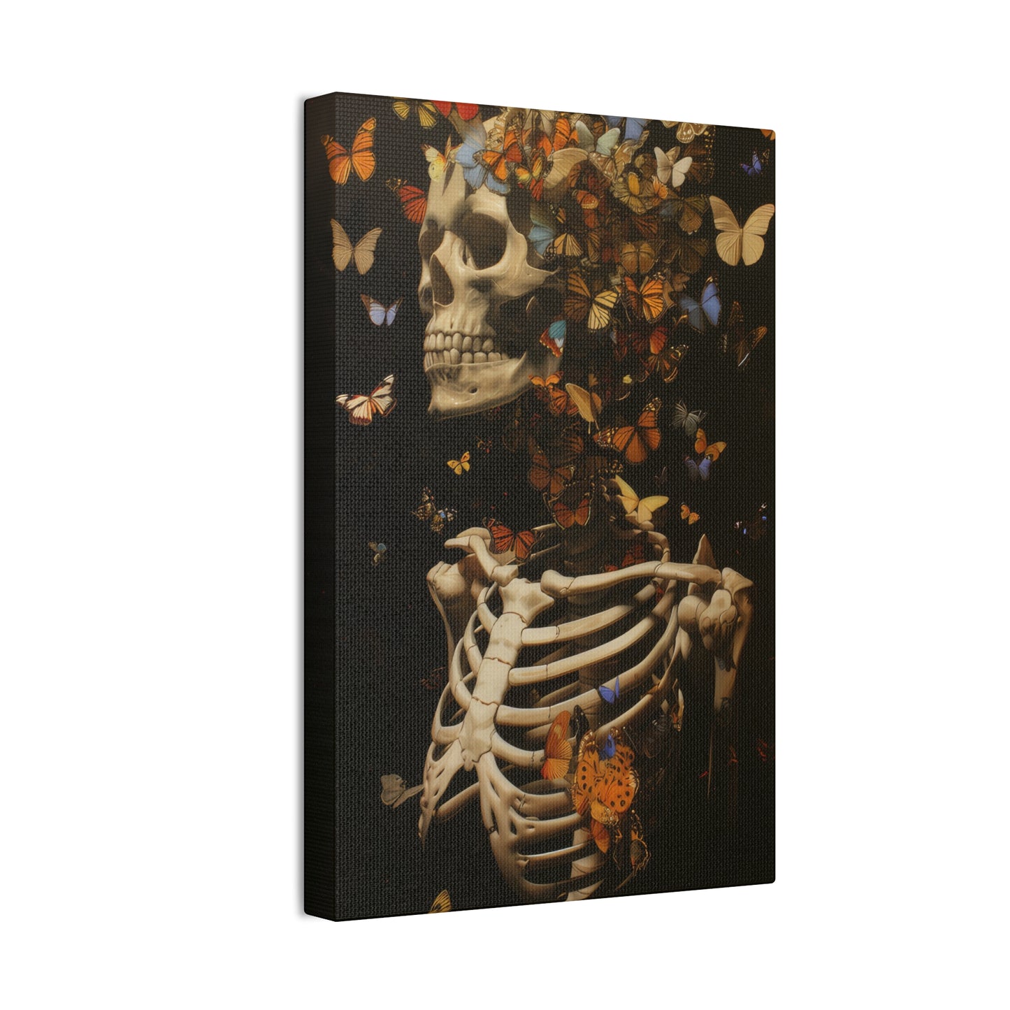 Skeleton and Butterflies - Canvas Stretched, 0.75"