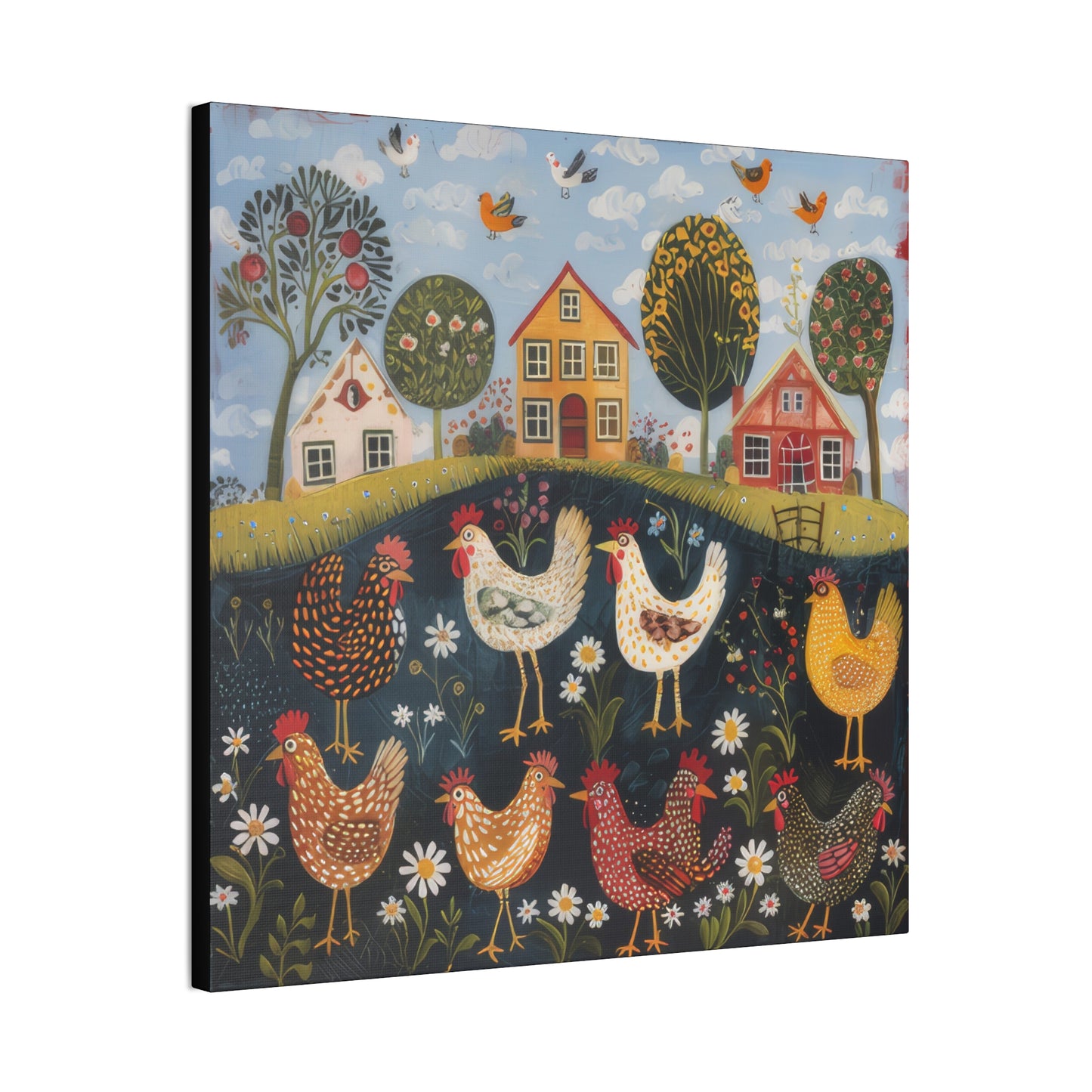 Chickens - Canvas Stretched, 0.75" - Canvas Stretched, 0.75"