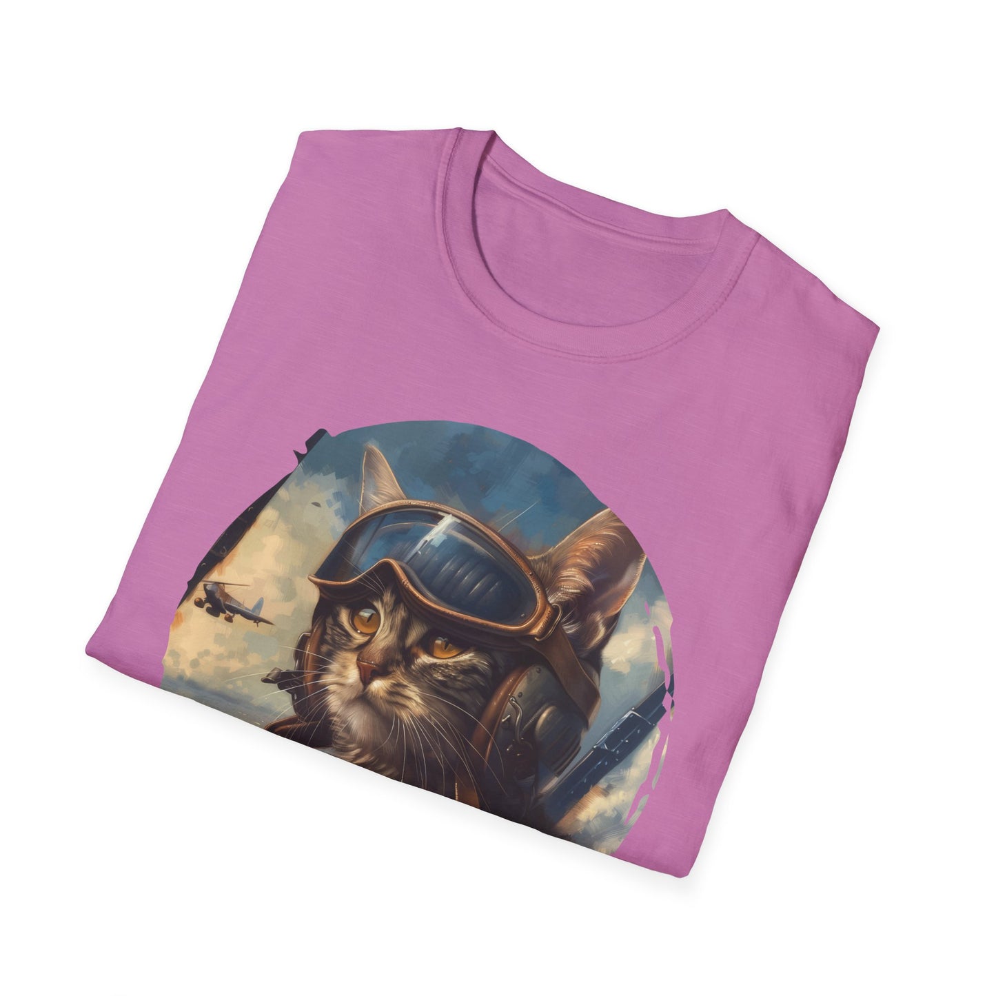 Cat Fighter Pilot - Unisex Softstyle T-Shirt