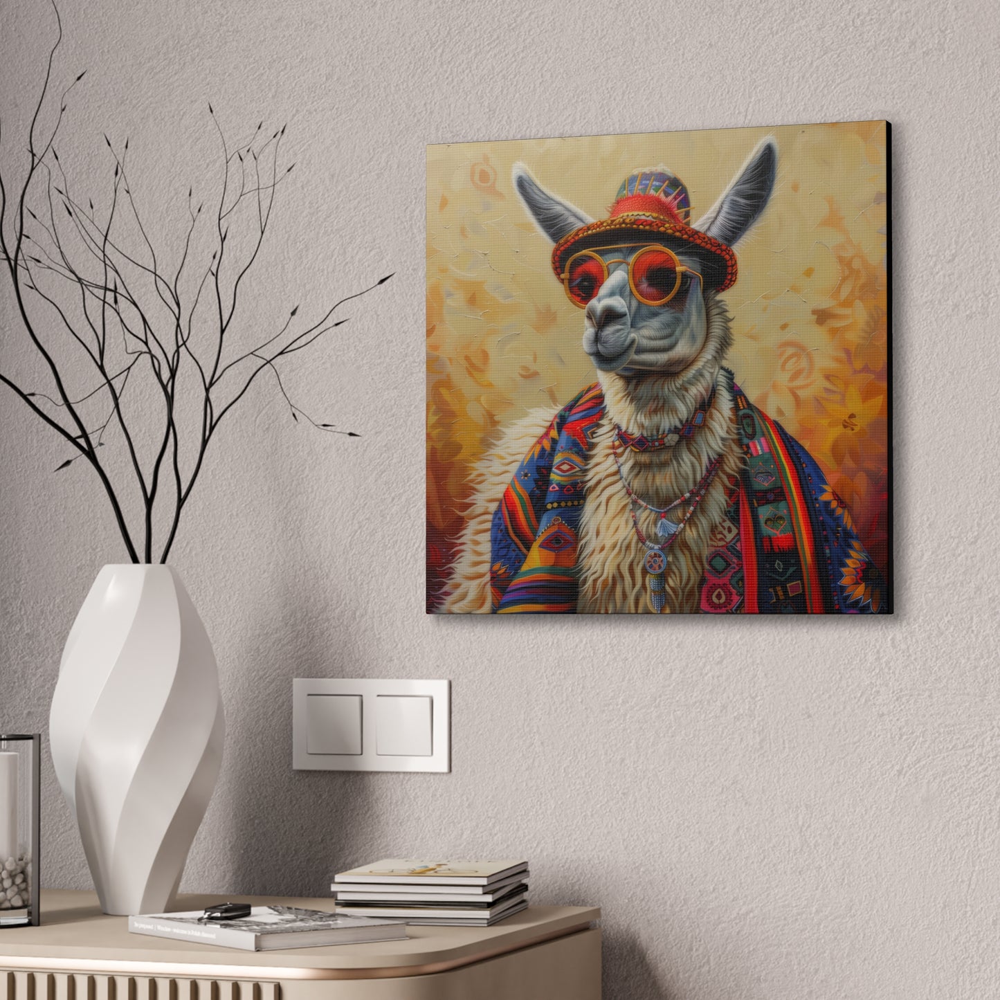 Llama - Canvas Stretched, 0.75"