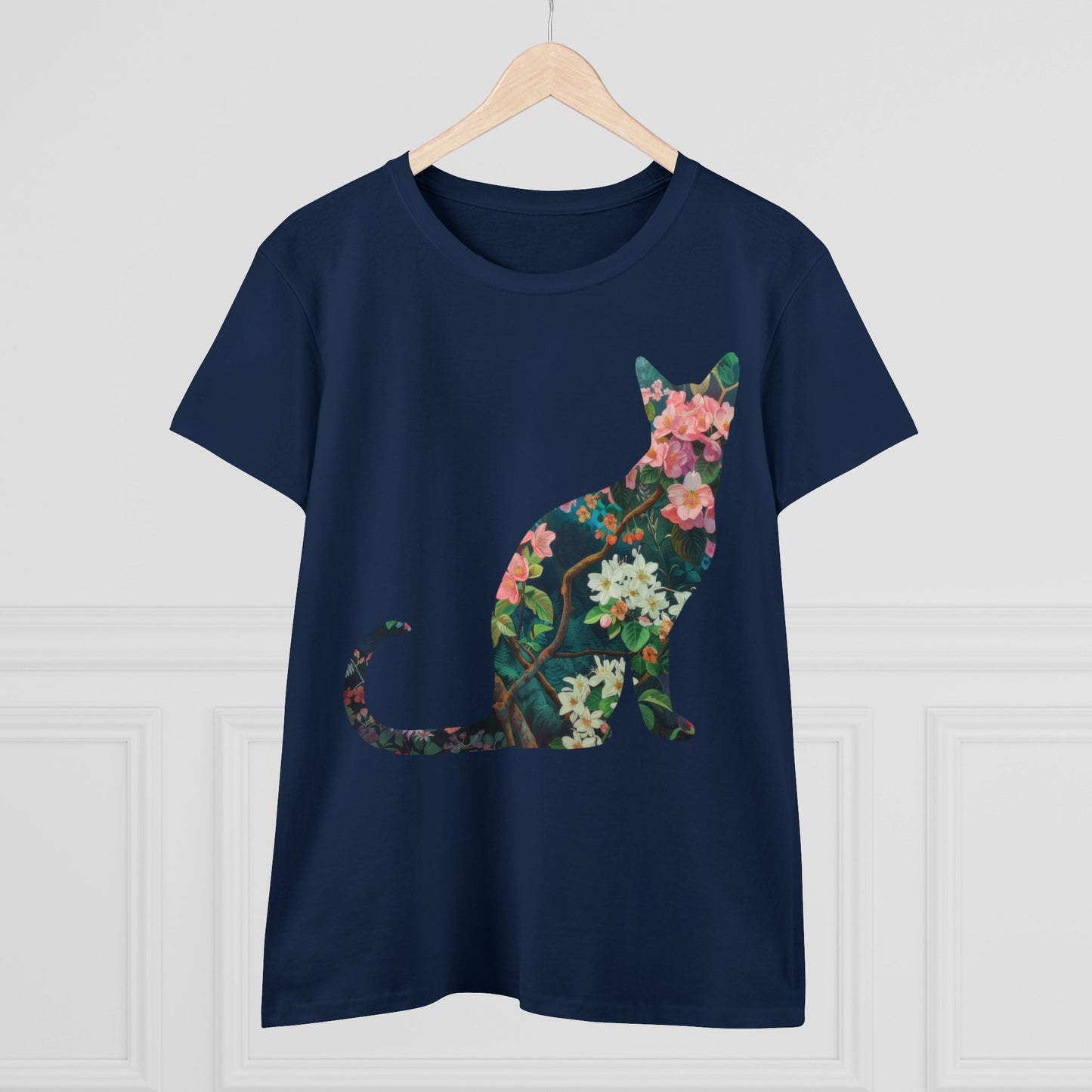 Flowery Cat - Women's Midweight Cotton Tee