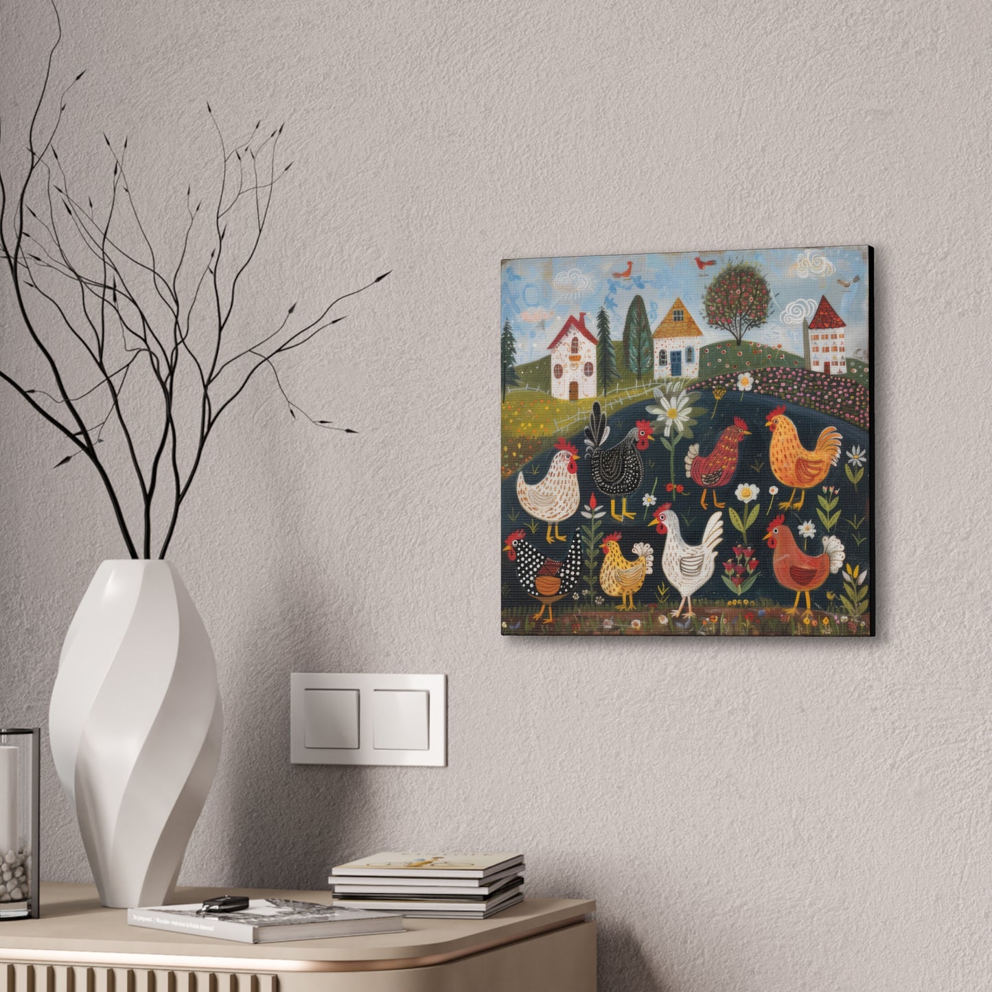 Chickens - Canvas Stretched, 0.75" - Canvas Stretched, 0.75"