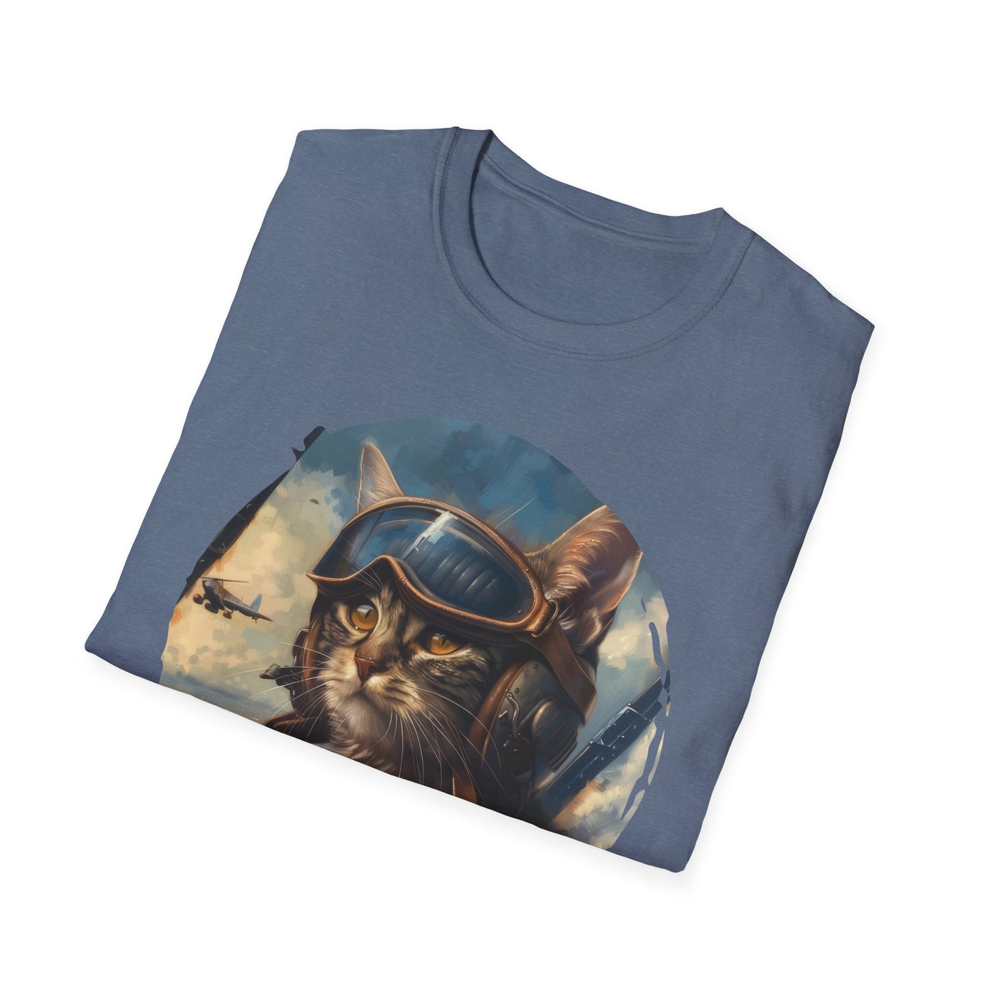 Cat Fighter Pilot - Unisex Softstyle T-Shirt