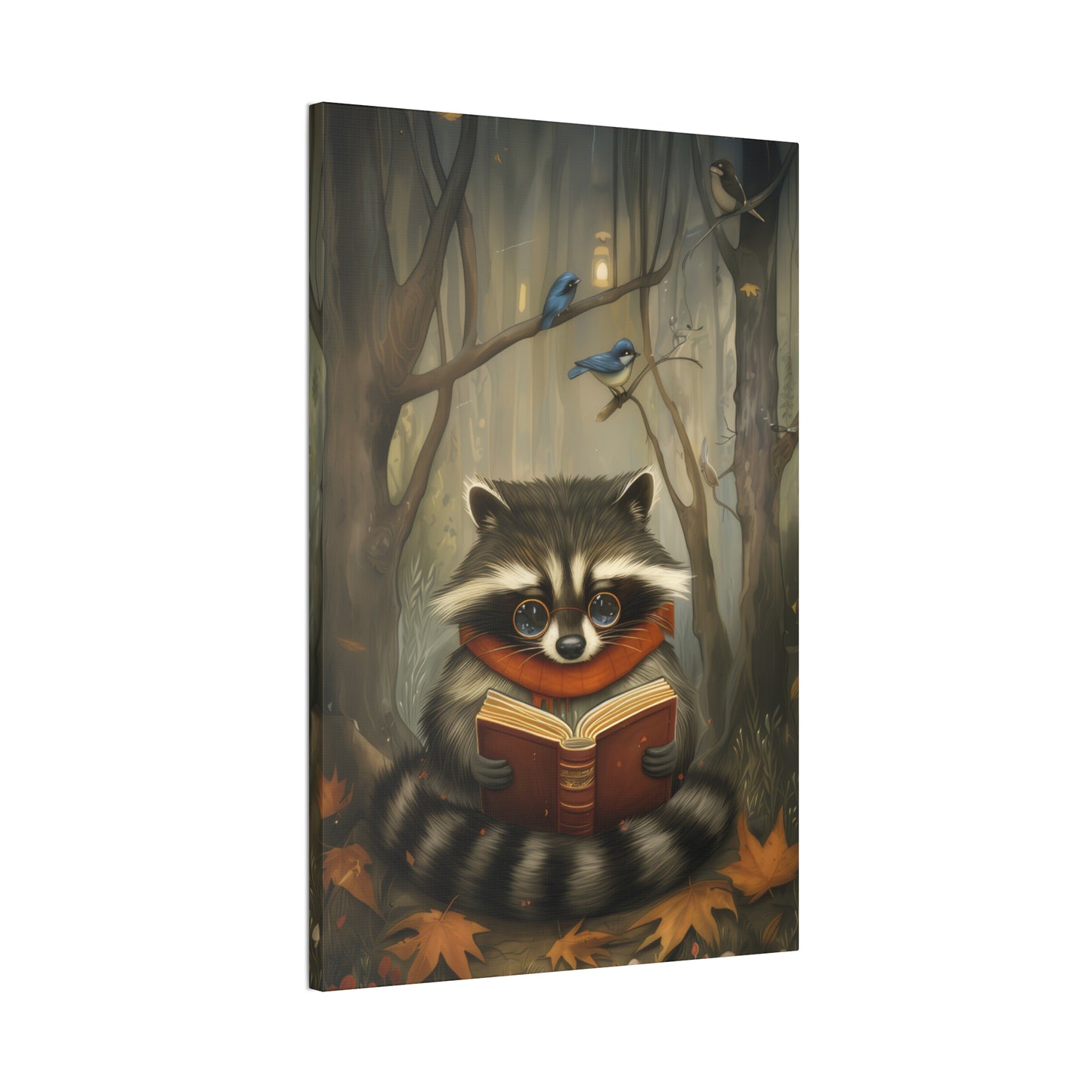 Reading Raccoon - Canvas Stretched, 0.75"