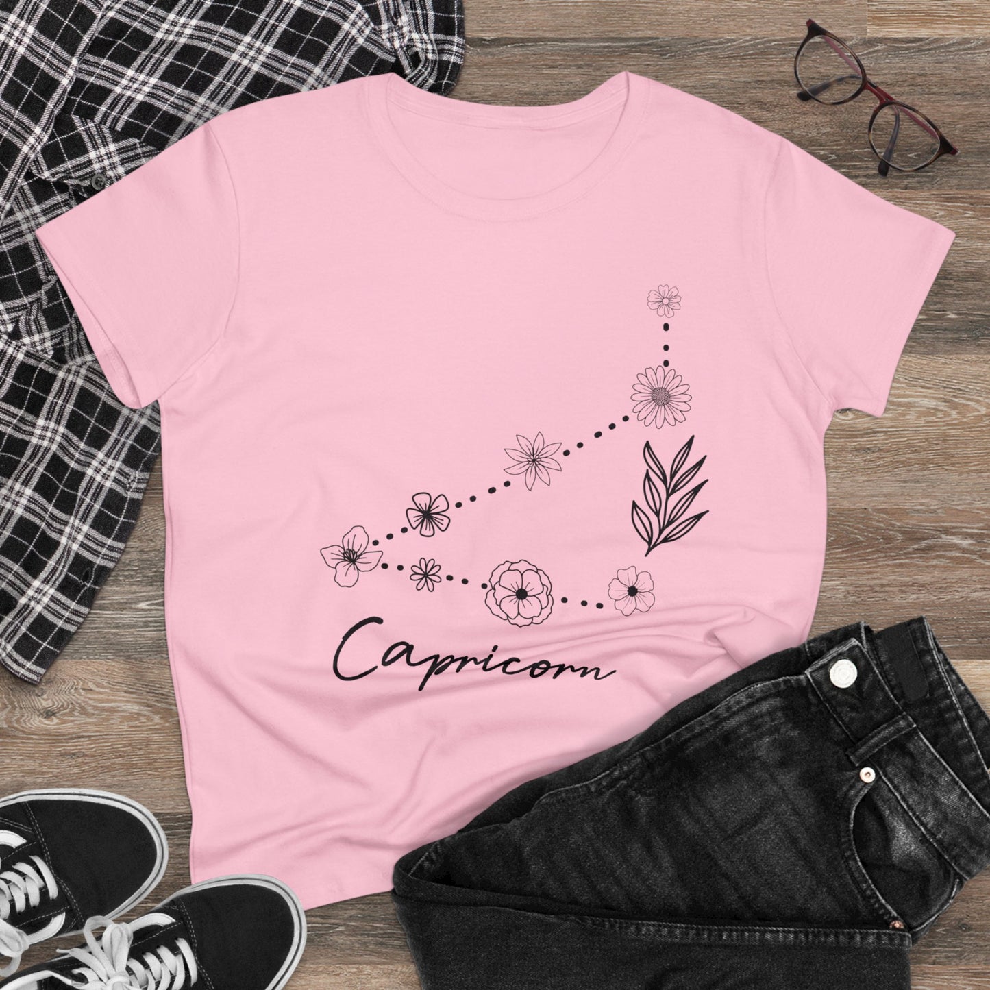 Flower Constellation - Capricorn - Astrology - Women's Midweight Cotton Tee