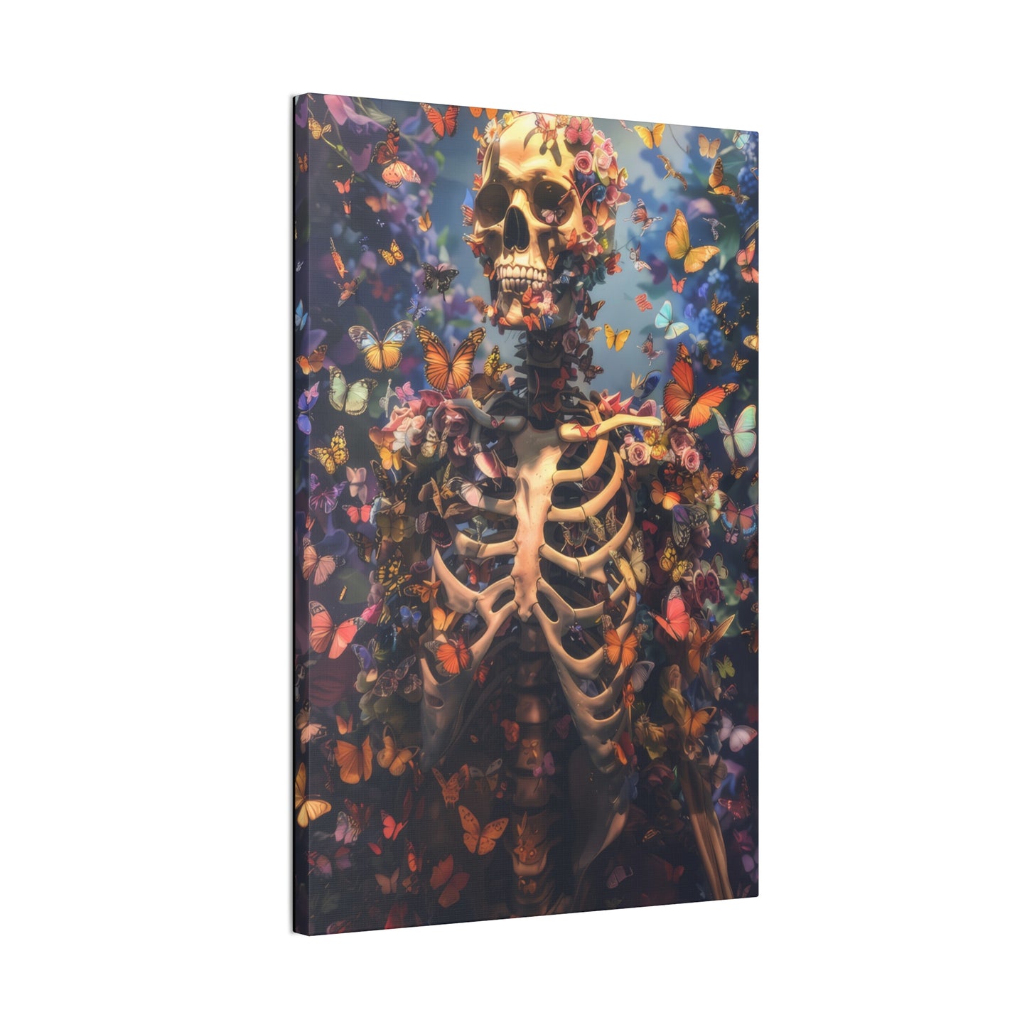 Skeleton and Butterflies - Canvas Stretched, 0.75"