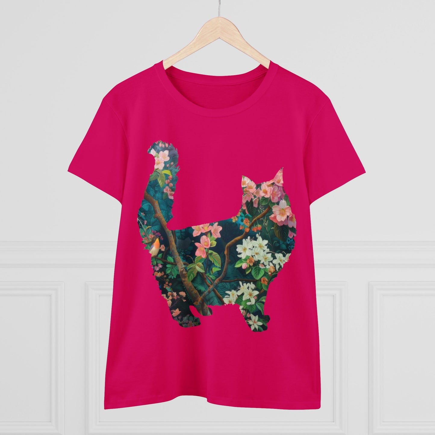 Flowery Cat - Women's Midweight Cotton Tee