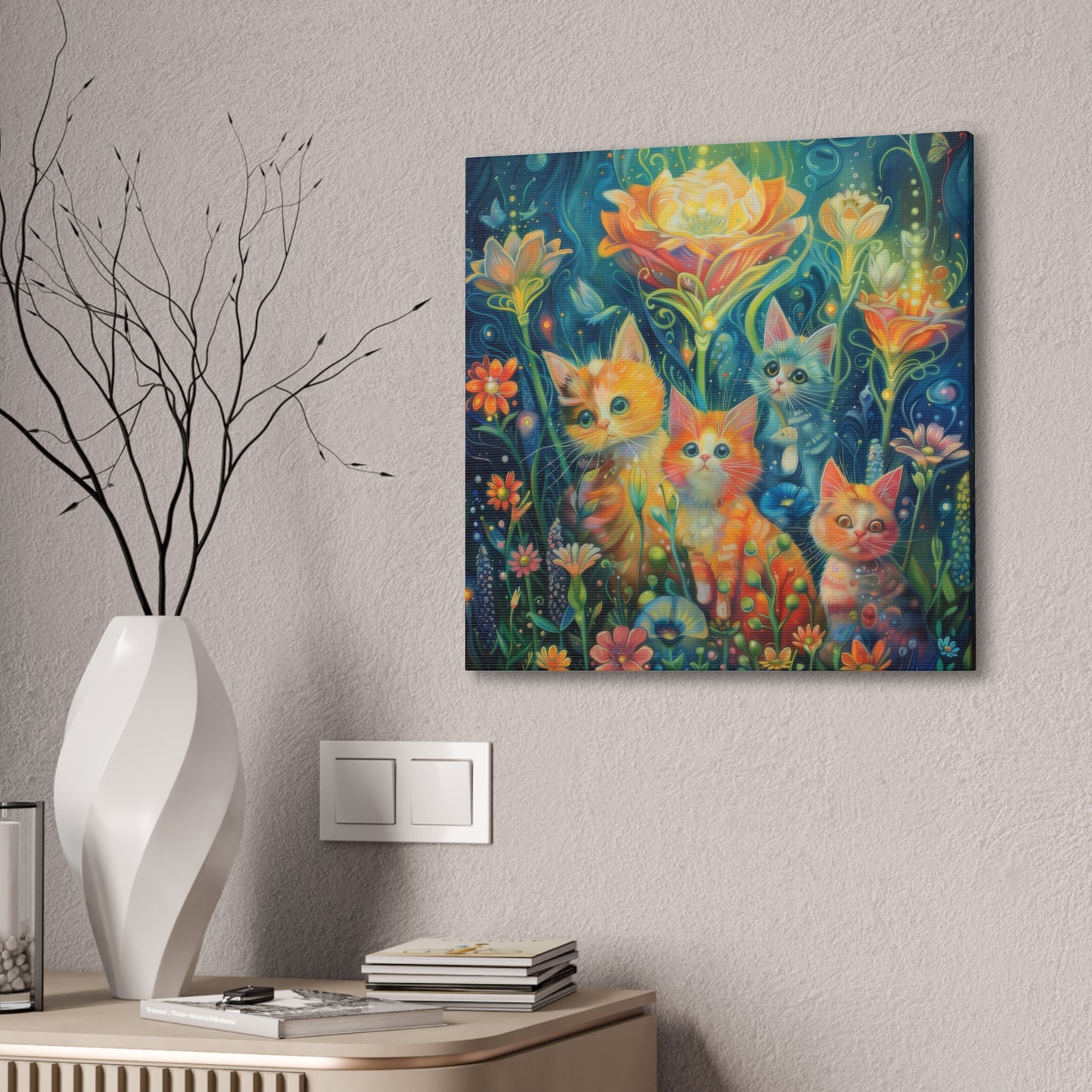 Cats and Flowers - Canvas Stretched, 0.75"