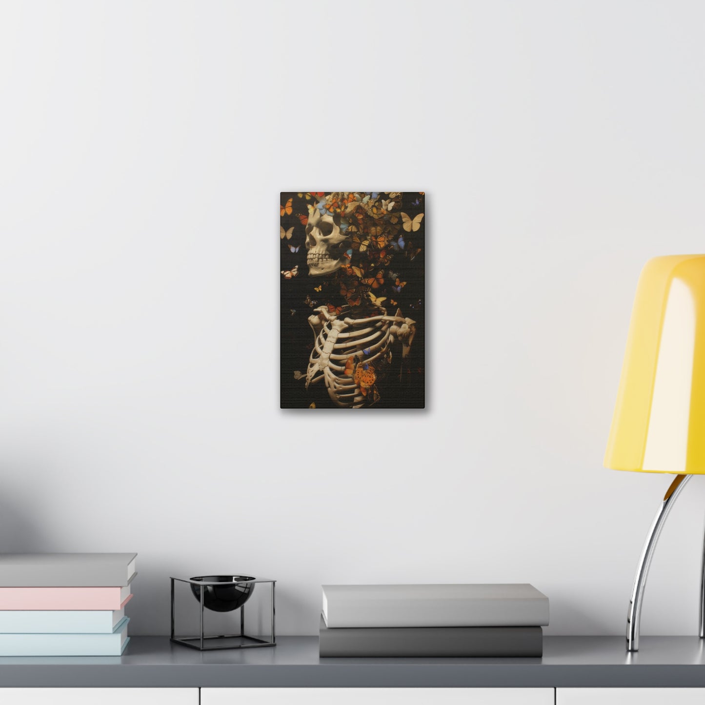 Skeleton and Butterflies - Canvas Stretched, 0.75"