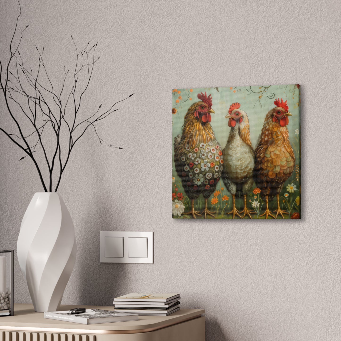 Chickens - Canvas Stretched, 0.75" - Canvas Stretched, 0.75"