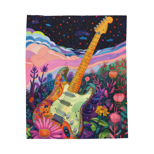 Retro Guitar - Velveteen Plush Blanket