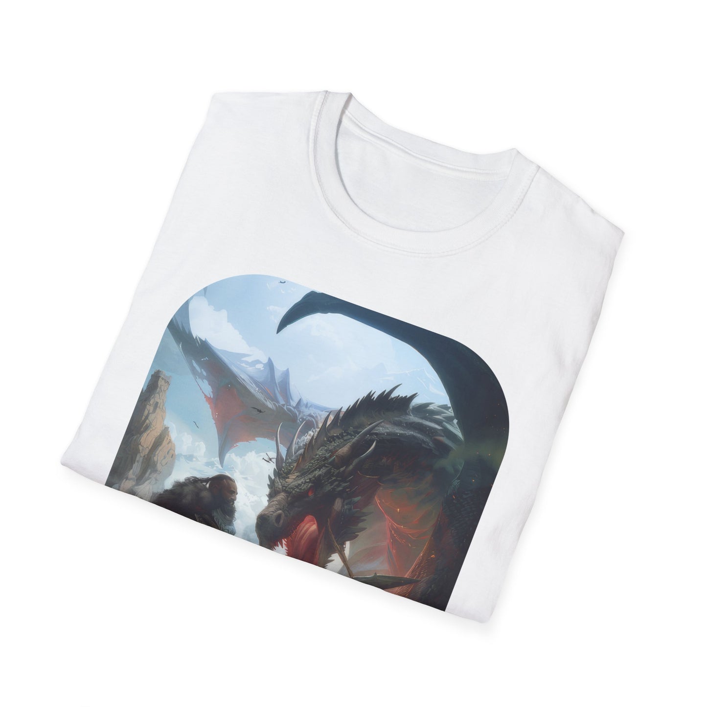 Fighter and Dragon - Unisex Softstyle T-Shirt