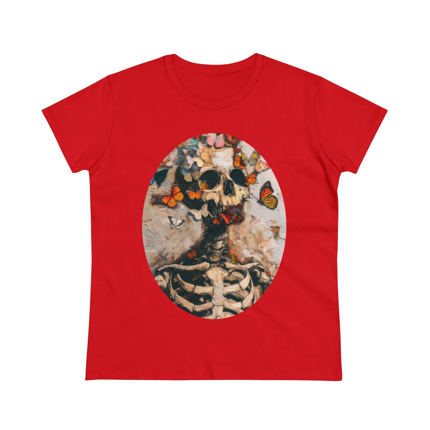 Skeleton and Butterflies - Women's Midweight Cotton Tee