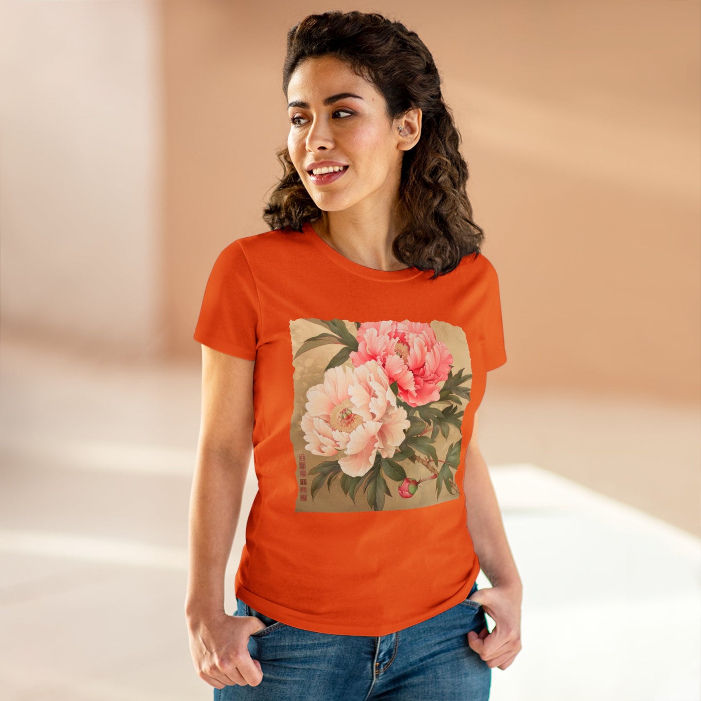 Peony - Flower - Women's Midweight Cotton Tee