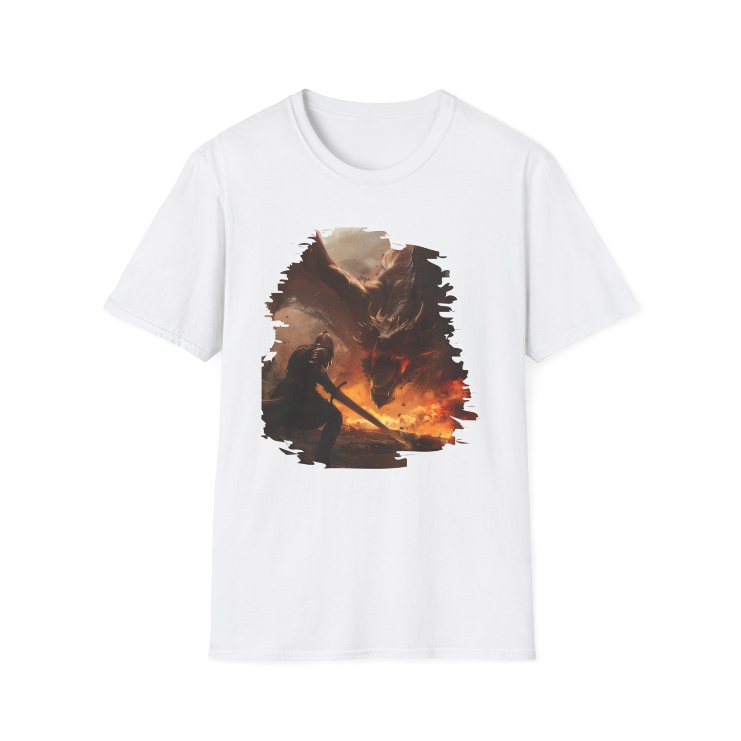 Fighter and Dragon - Unisex Softstyle T-Shirt