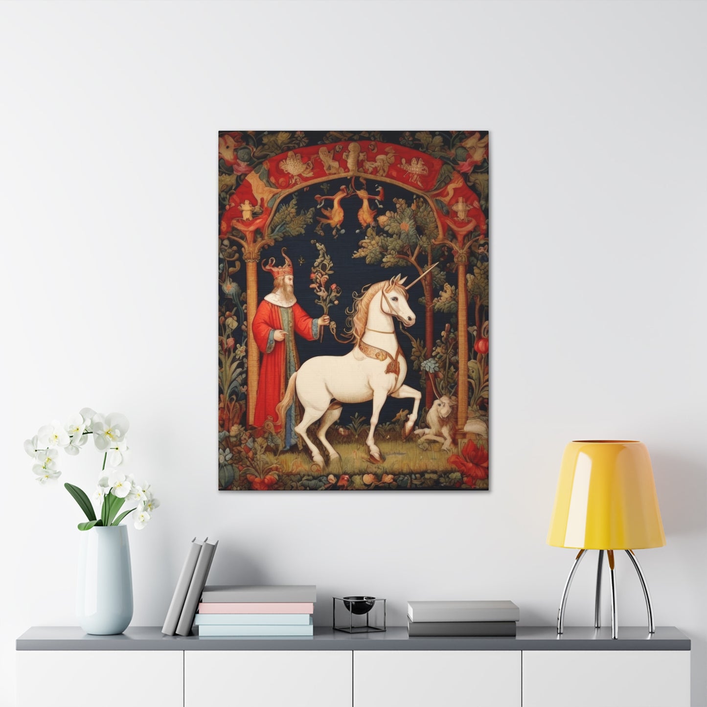 Wizard and the Unicorn Tapestry - Canvas Stretched, 0.75"