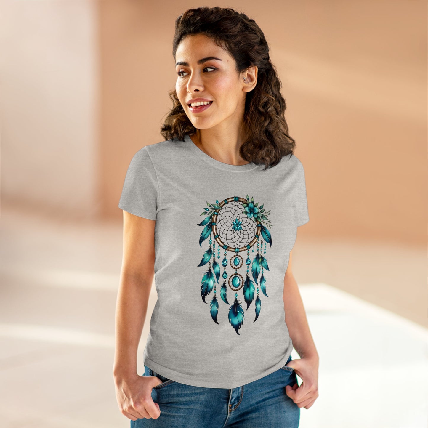 Turquoise Dream Catcher - Sagittarius - Astrology - Women's Midweight Cotton Tee