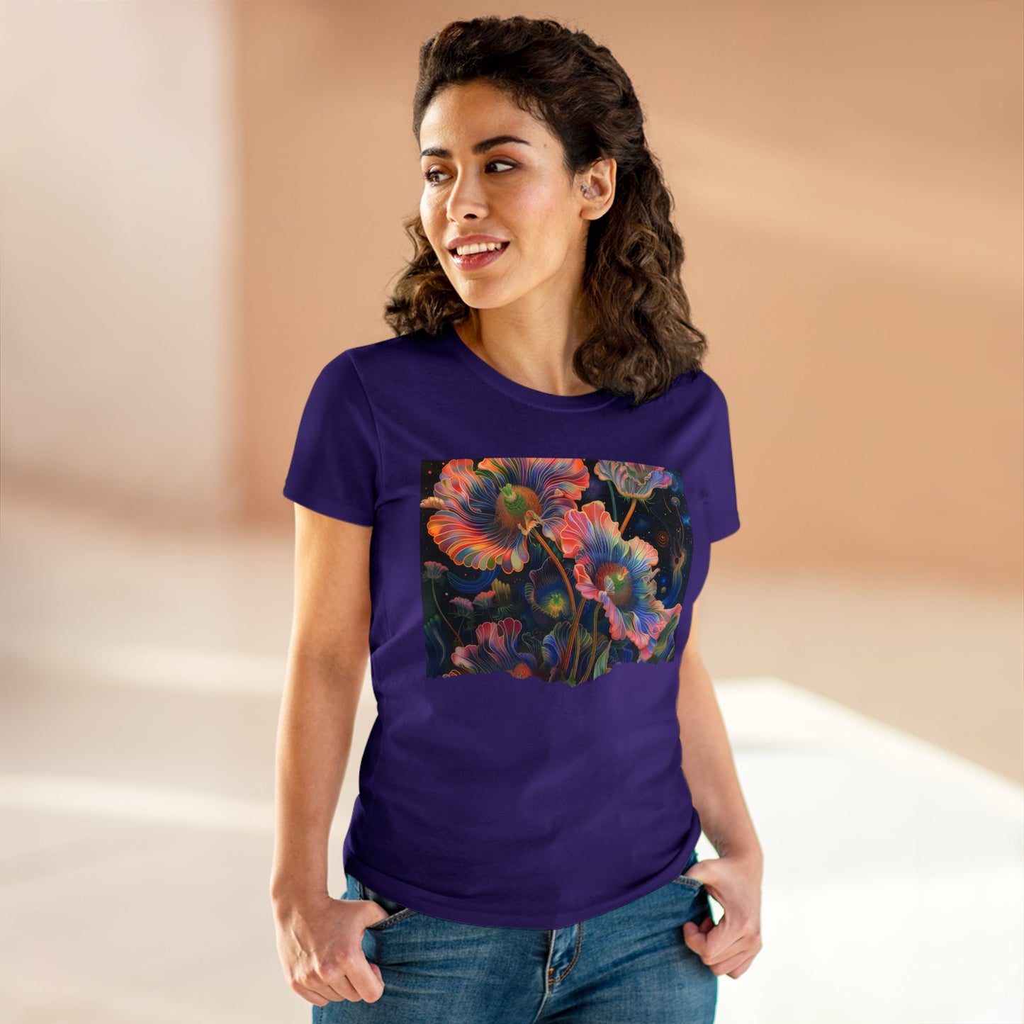 Pastel Flowers - Women's Midweight Cotton Tee