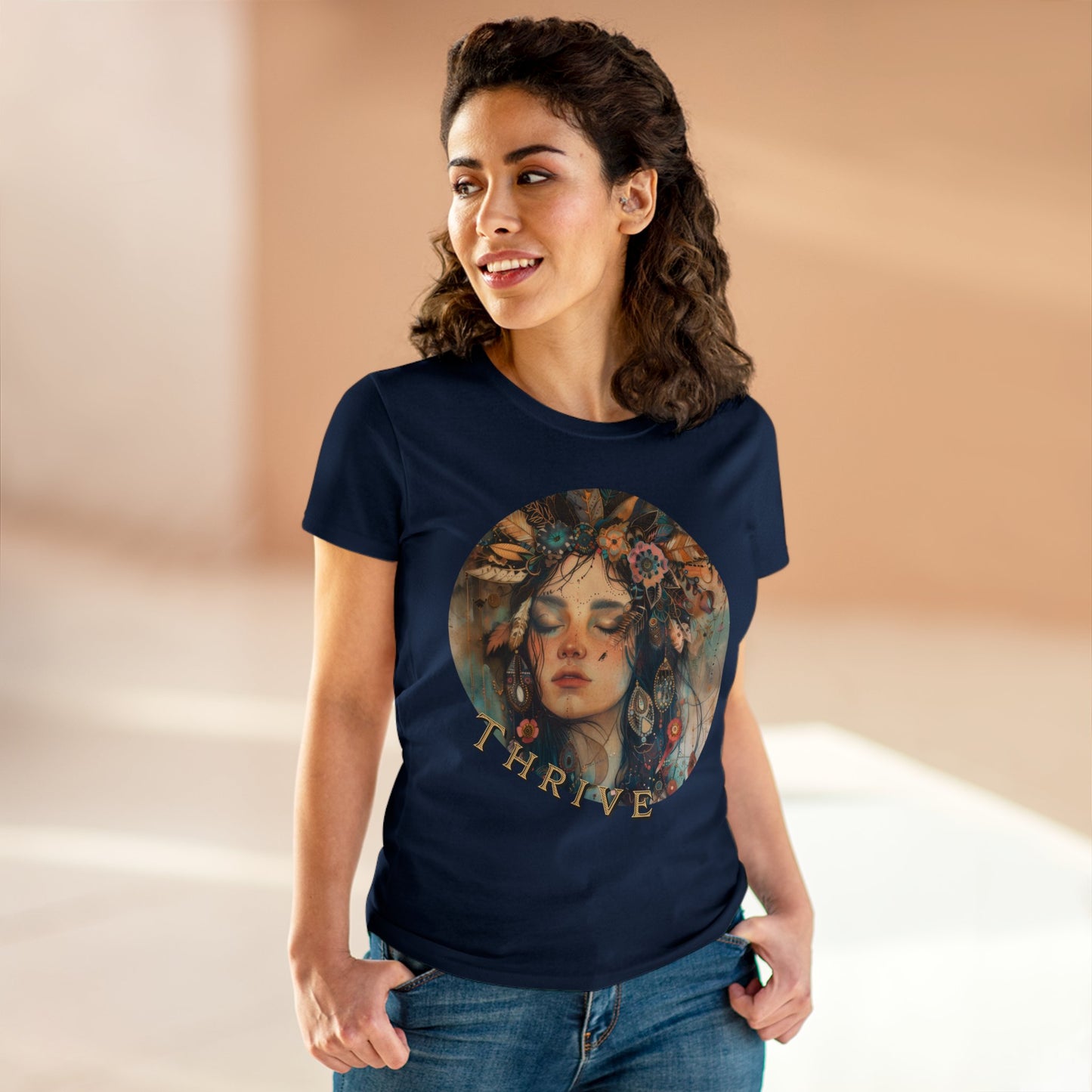 Flower Girl Thrives - Flowers - Women's Midweight Cotton Tee