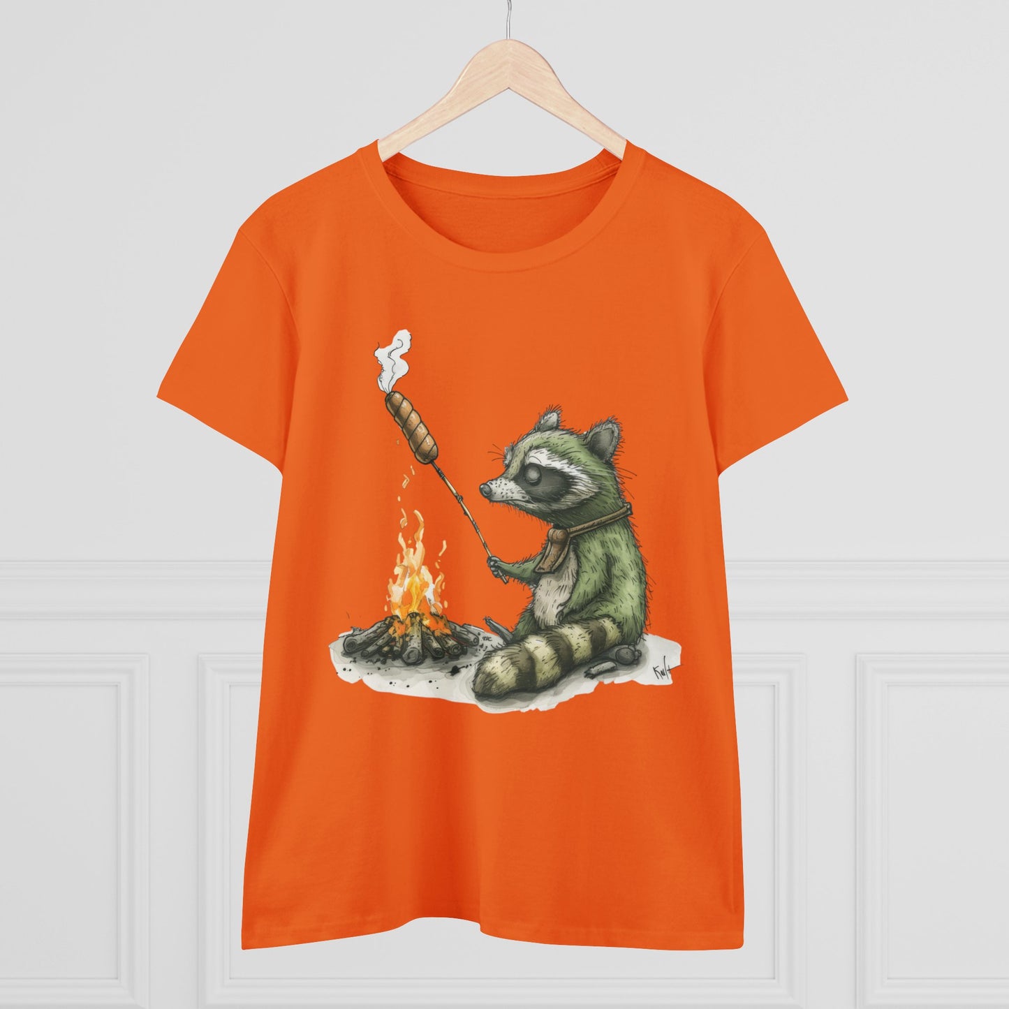 Raccoon Campfire - Women's Midweight Cotton Tee