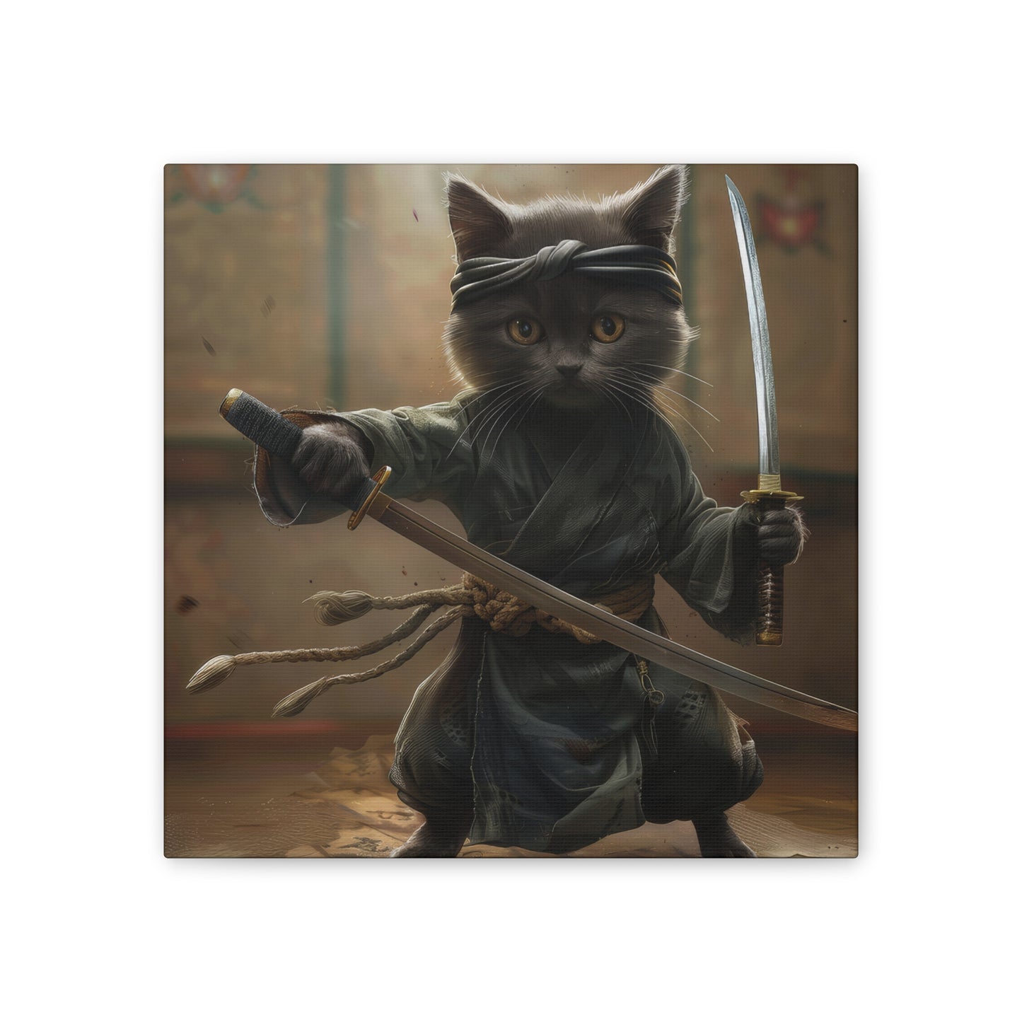 Ninja Kitty - Canvas Stretched, 0.75"