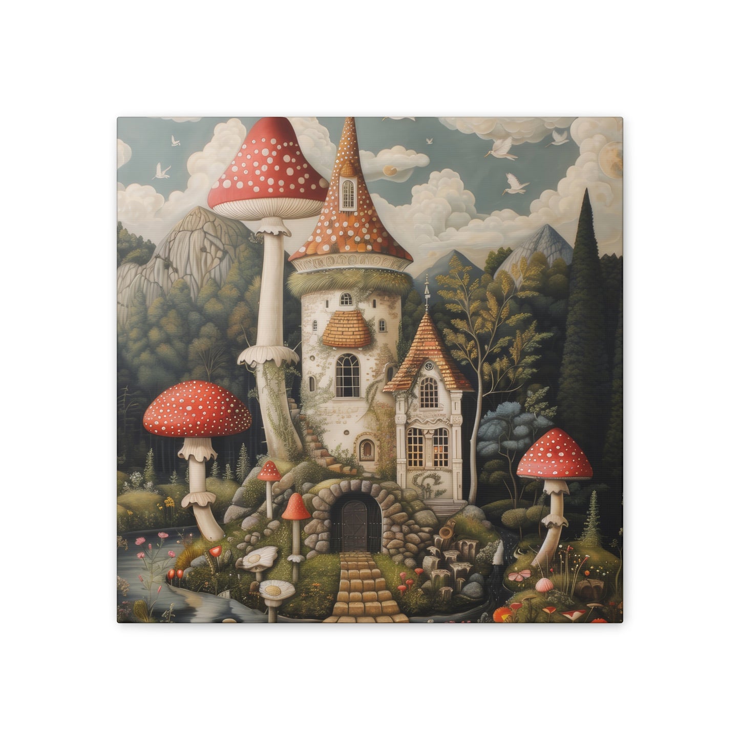 Mushroom House - Canvas Stretched, 0.75"