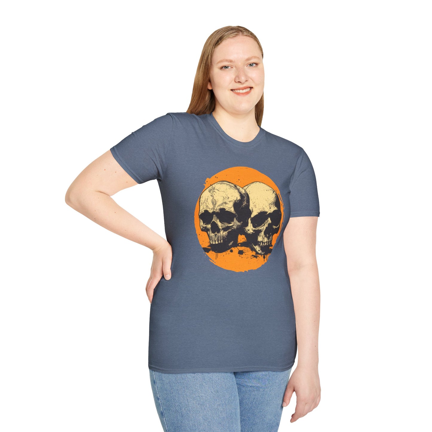 Skulls on Orange - Unisex Softstyle T-Shirt