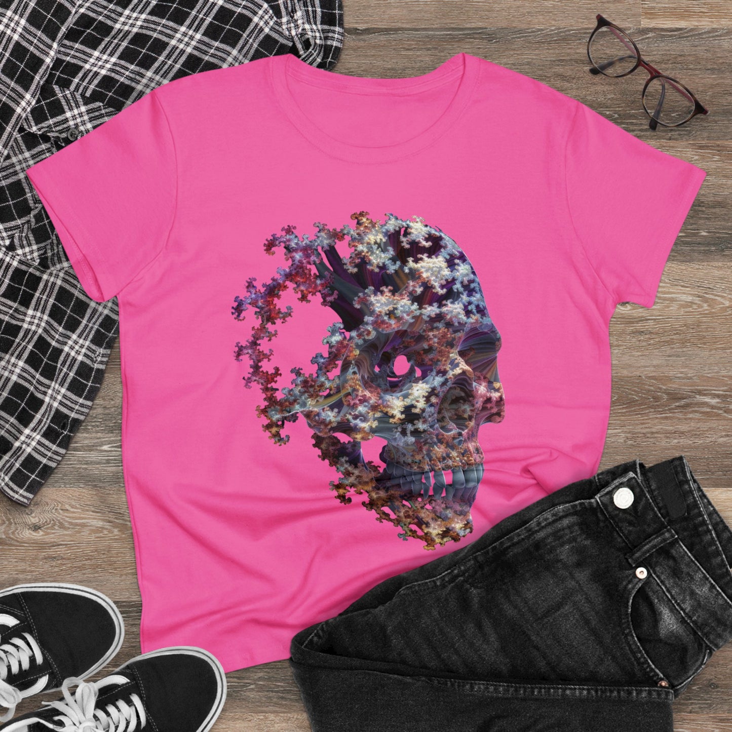 Fractal Skull - Women's Midweight Cotton Tee