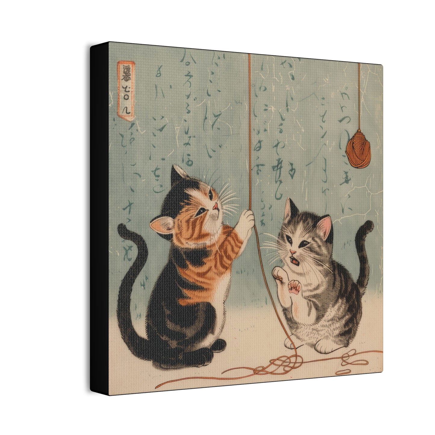 Japanese Woodblock Kitties - Canvas Stretched, 0.75" - Canvas Stretched, 0.75"