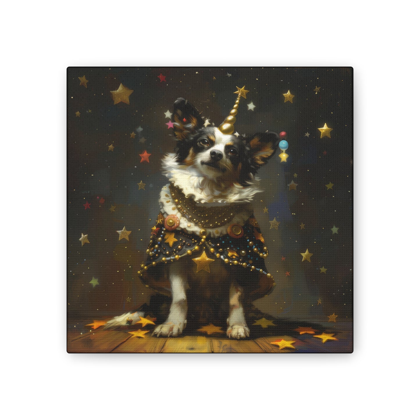 Star Dog Celebration - Canvas Stretched, 0.75"