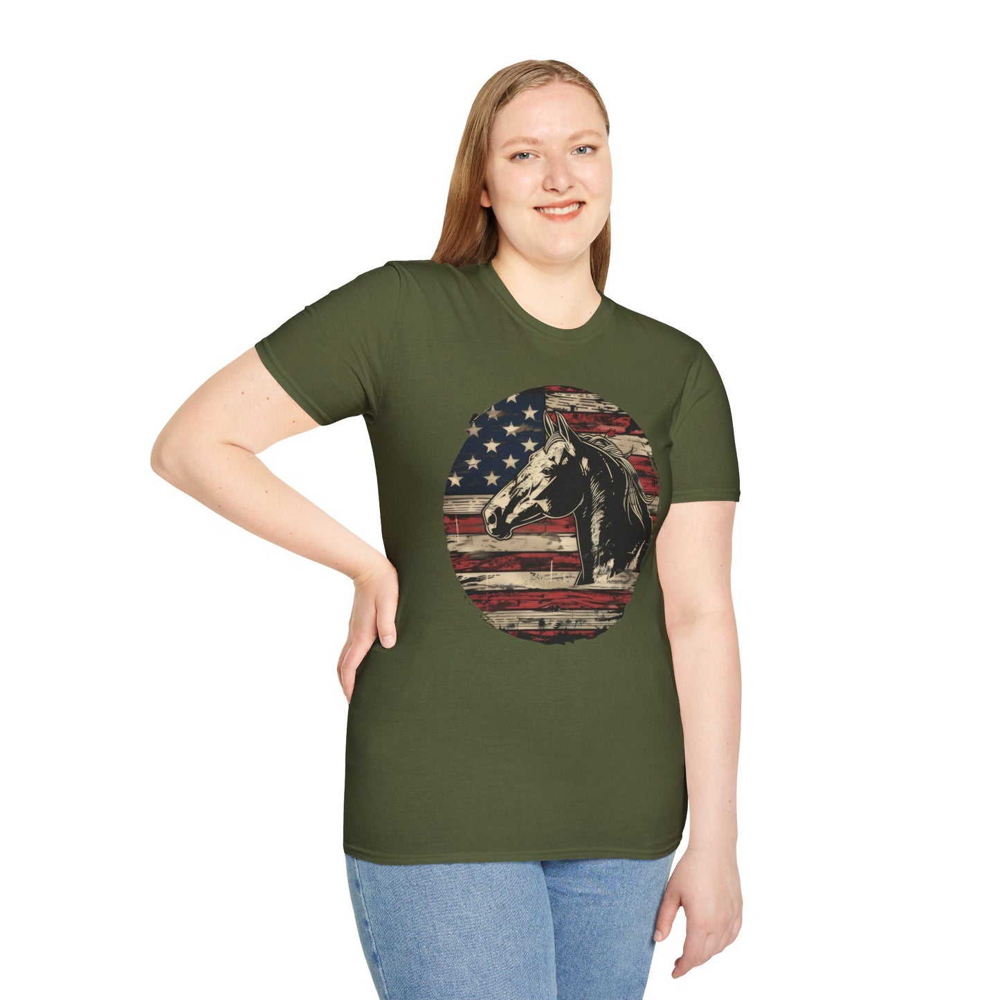 Horse and Flag - Unisex Softstyle T-Shirt