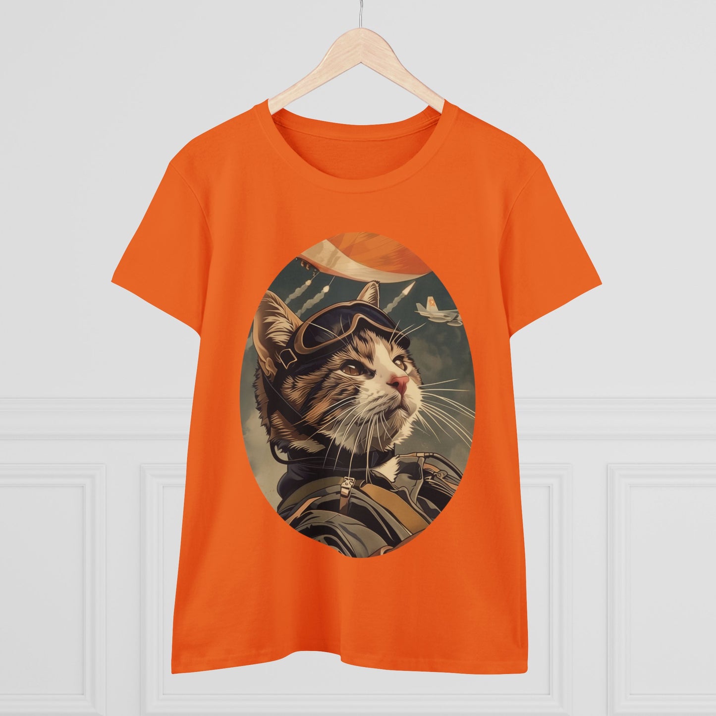 Kitty Fighter Pilot - Women's Midweight Cotton Tee