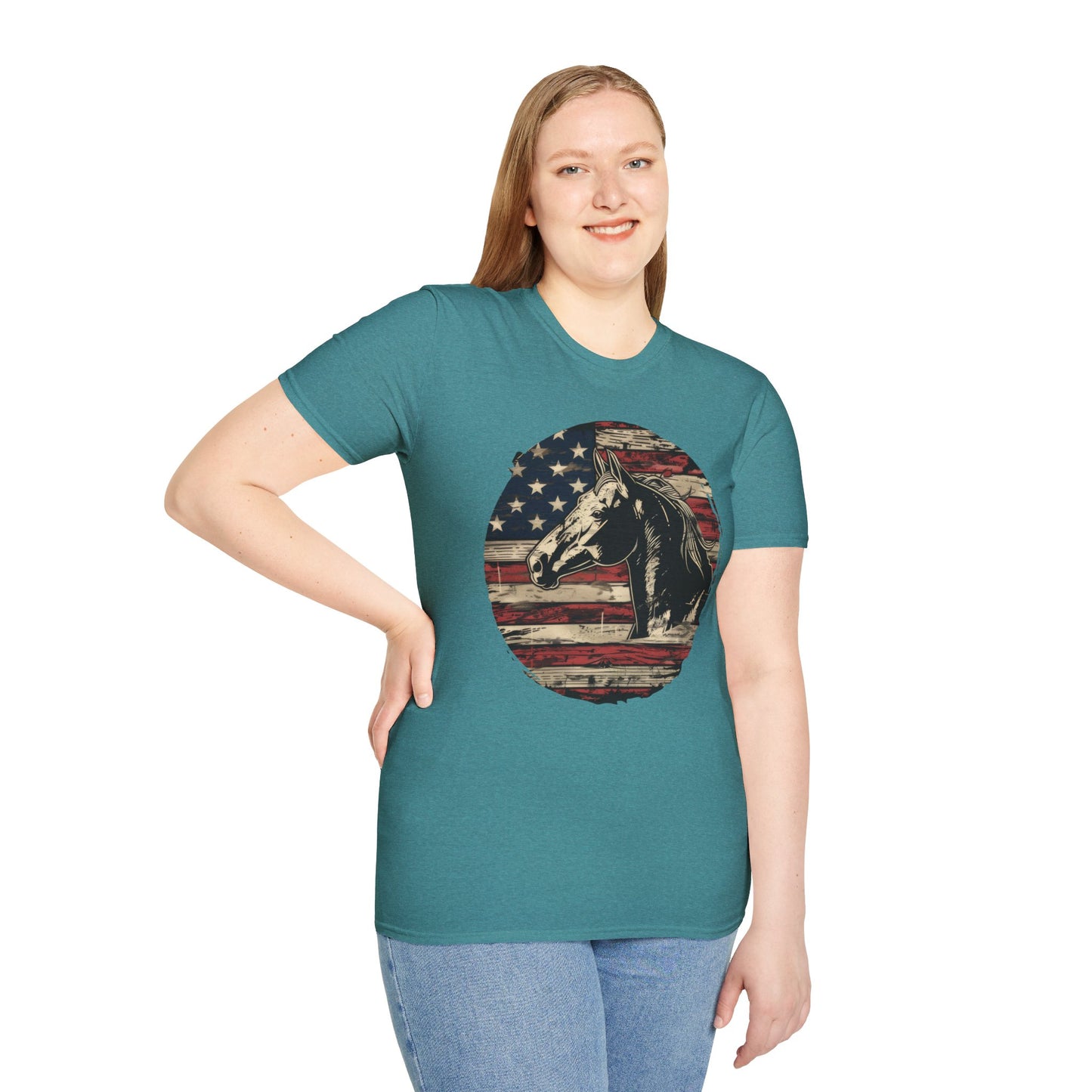 Horse and Flag - Unisex Softstyle T-Shirt