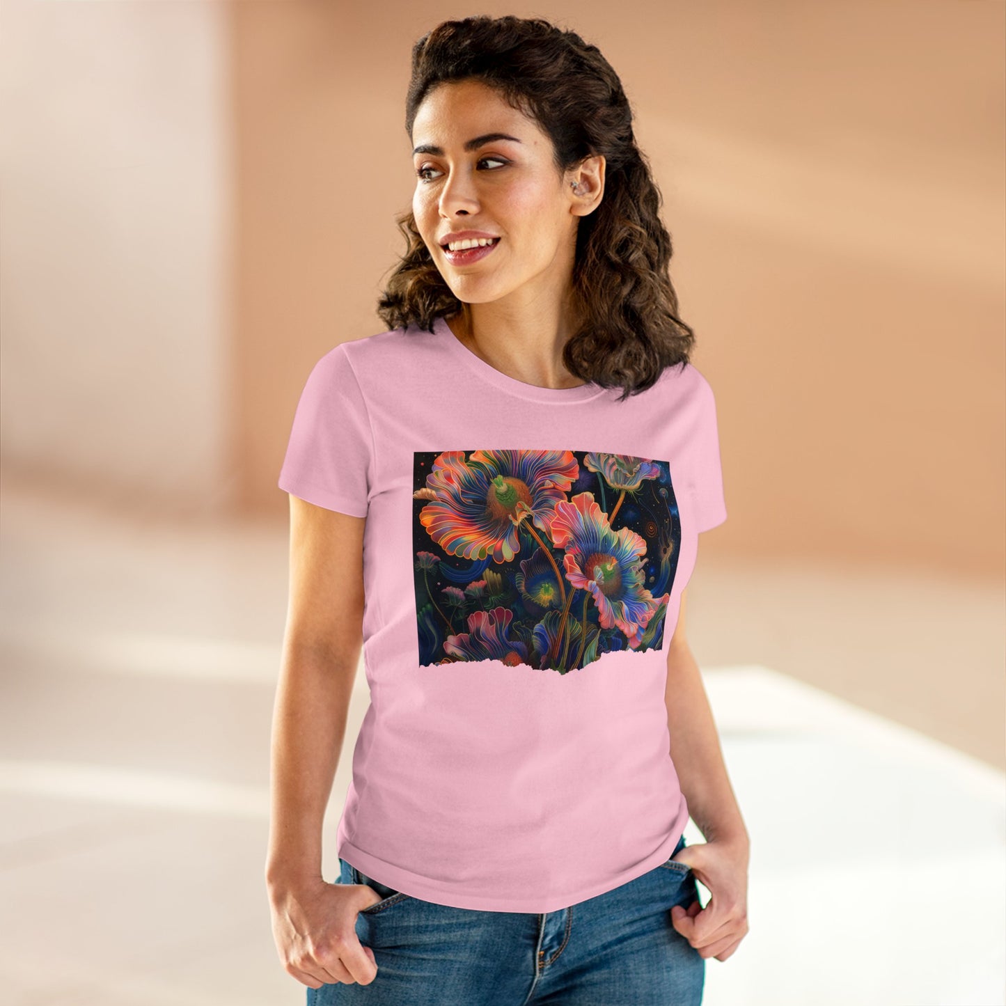 Pastel Flowers - Women's Midweight Cotton Tee