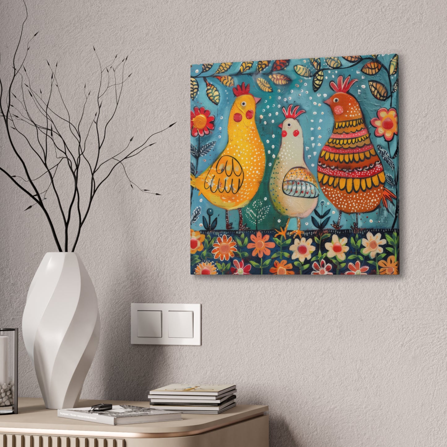 Chickens - Canvas Stretched, 0.75" - Canvas Stretched, 0.75"