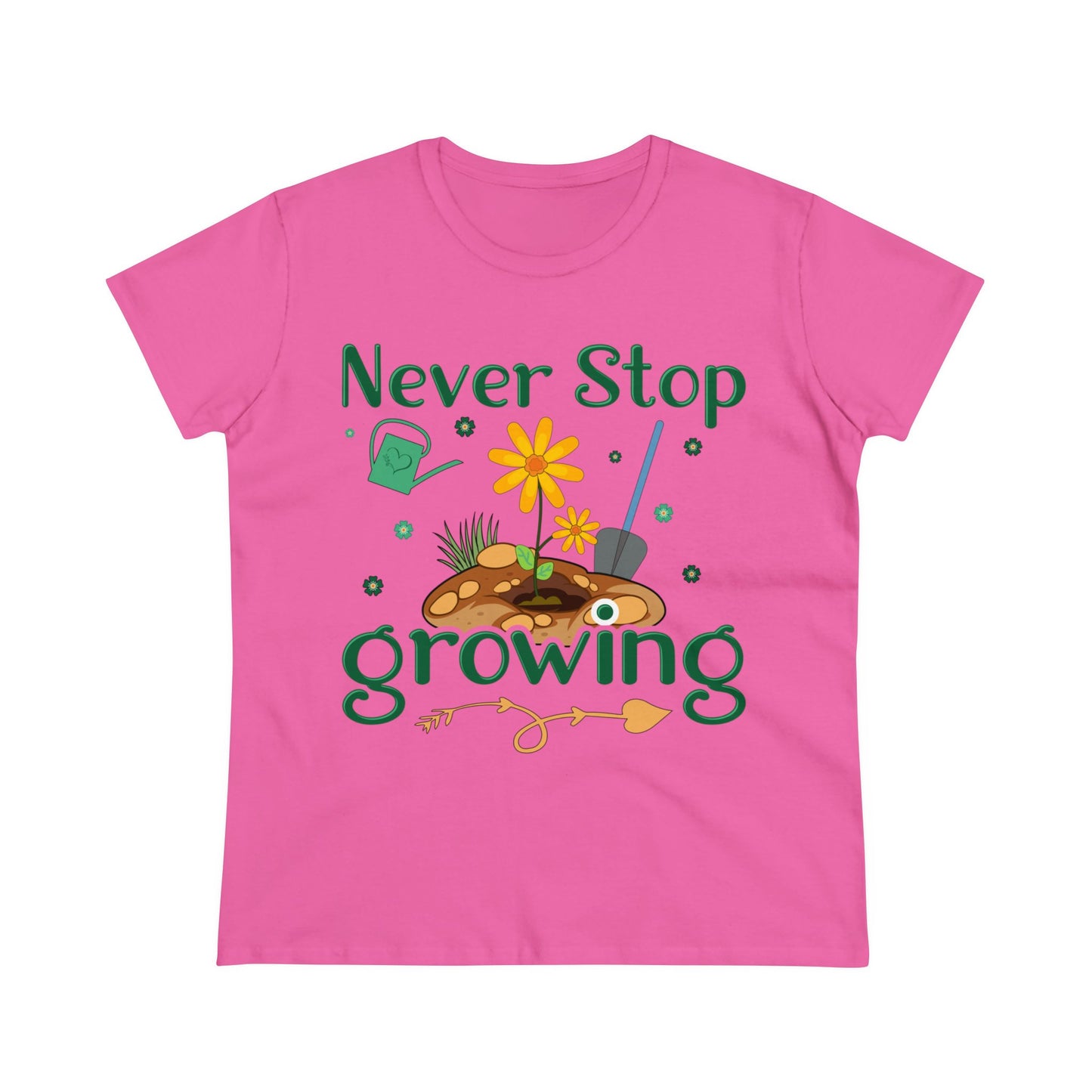 Never Stop Growing - Gardening - Women's Midweight Cotton Tee