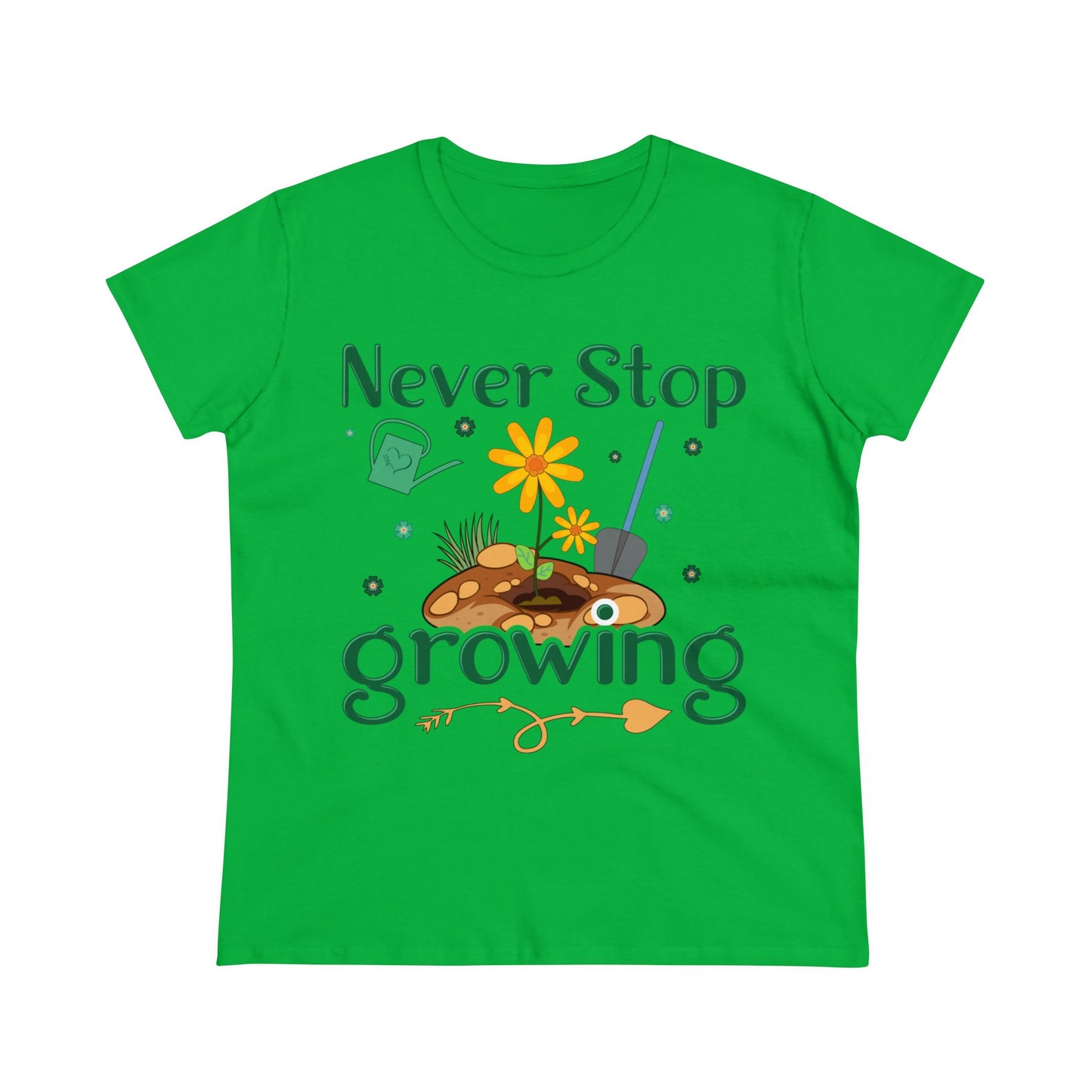 Never Stop Growing - Gardening - Women's Midweight Cotton Tee