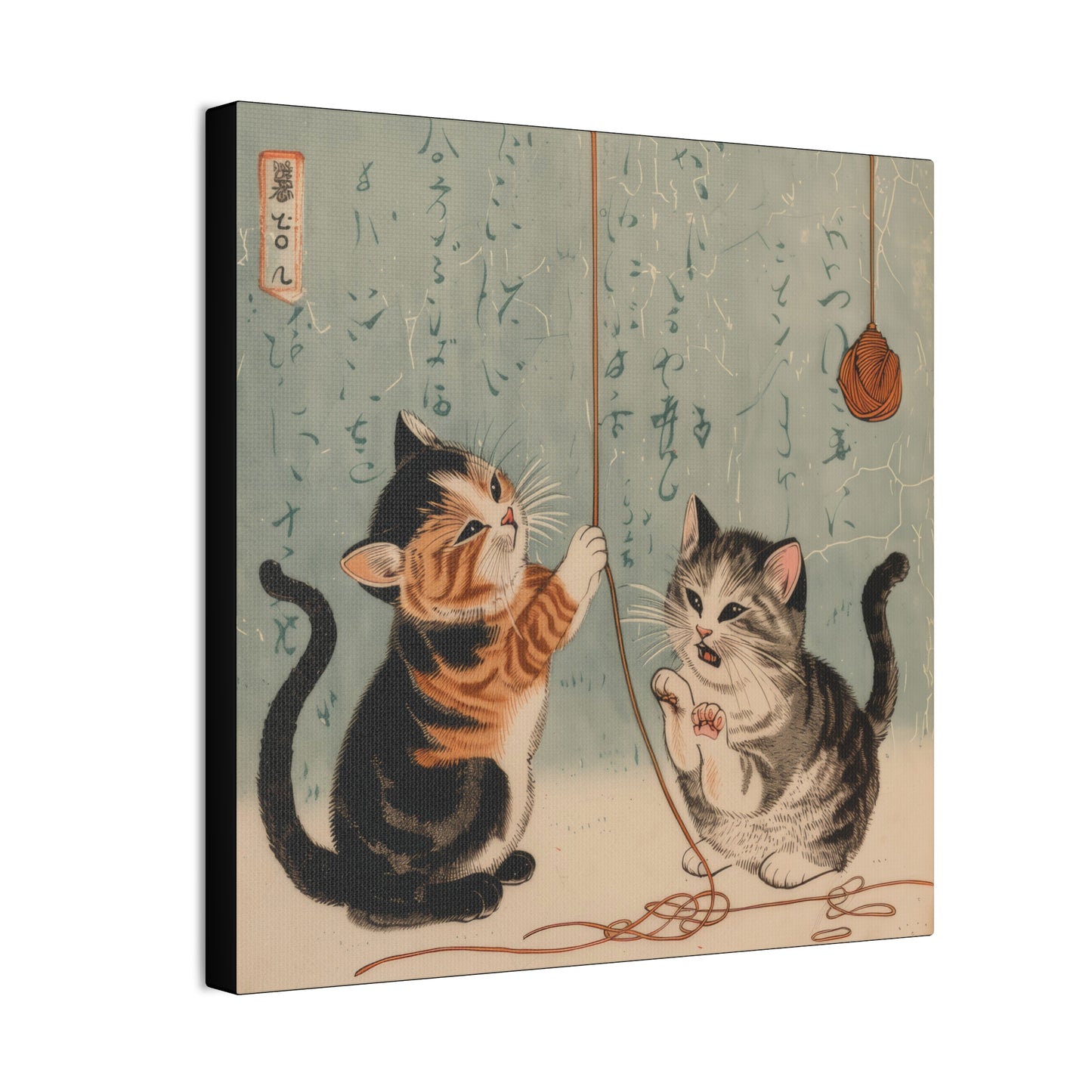 Japanese Woodblock Kitties - Canvas Stretched, 0.75" - Canvas Stretched, 0.75"