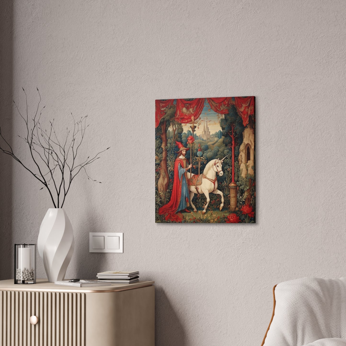 Mage and the Unicorn Tapestry - Canvas Stretched, 0.75"